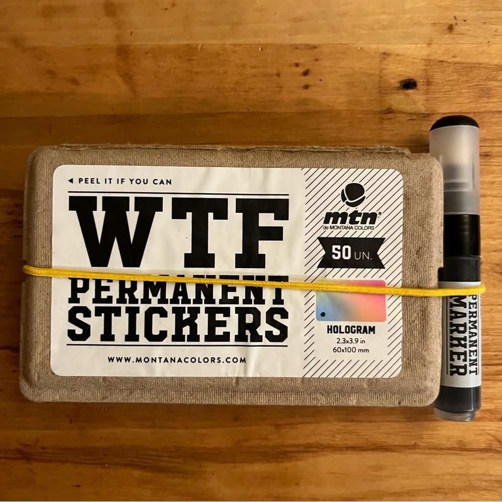Montana WTF Permanent Hologram Blank Eggshell Stickers with Mini Paint Marker